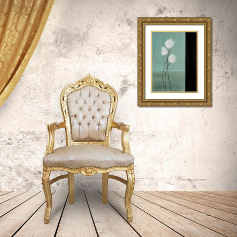 Aqua Breeze II Gold Ornate Wood Framed Art Print with Double Matting by Parker, Karen Lorena
