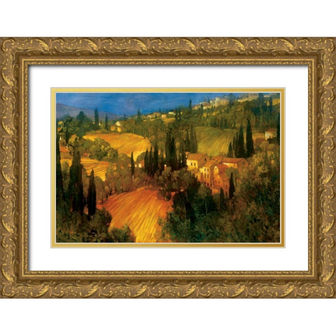 Hillside - Tuscany Gold Ornate Wood Framed Art Print with Double Matting by Craig, Philip
