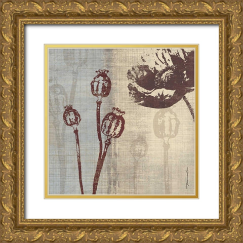 Chocolate Poppy Gold Ornate Wood Framed Art Print with Double Matting by Venter, Tandi