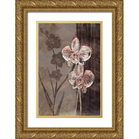 Orchid Sketch I Gold Ornate Wood Framed Art Print with Double Matting by Venter, Tandi