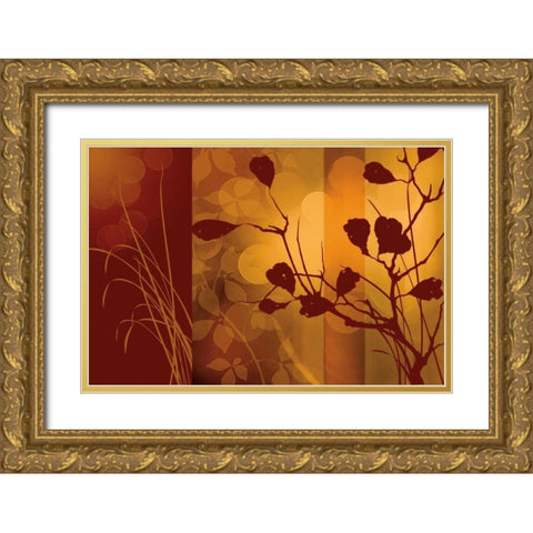Scarlet Silhouette Gold Ornate Wood Framed Art Print with Double Matting by Aparicio, Edward