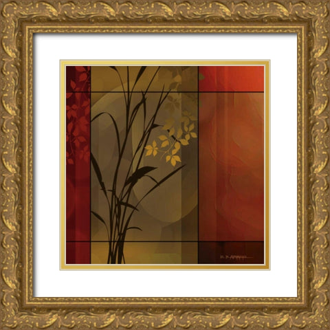 Floral Warmth Gold Ornate Wood Framed Art Print with Double Matting by Aparicio, Edward
