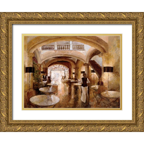 Patio Cappucino Gold Ornate Wood Framed Art Print with Double Matting by Martin, Noemi