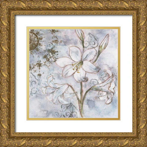 Floral Pearls II Gold Ornate Wood Framed Art Print with Double Matting by Nocito, James