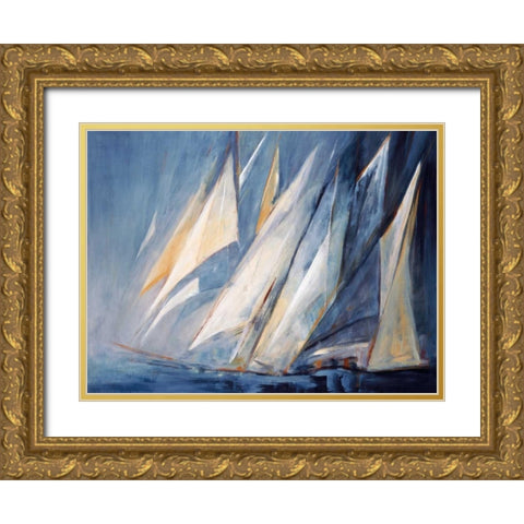 Against the Wind Gold Ornate Wood Framed Art Print with Double Matting by Torres, Maria Antonia