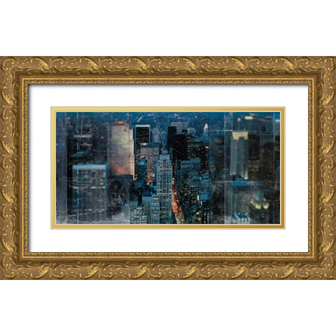 Blue Manhattan Gold Ornate Wood Framed Art Print with Double Matting by Bailey, Nathan