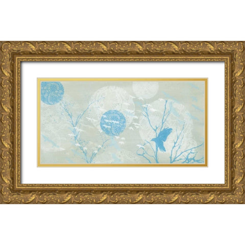 Flutterby III Gold Ornate Wood Framed Art Print with Double Matting by Wood, Arleigh