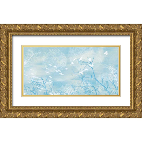 Flutterby IV Gold Ornate Wood Framed Art Print with Double Matting by Wood, Arleigh