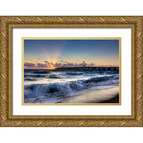 The Wave Gold Ornate Wood Framed Art Print with Double Matting by Celebrate Life Gallery