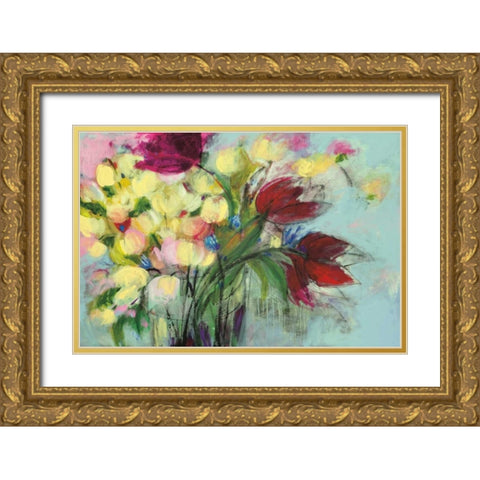 Wendyand#8217;s Bouquet Gold Ornate Wood Framed Art Print with Double Matting by Eider, Georgia