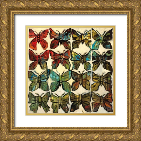 Butterflies Gold Ornate Wood Framed Art Print with Double Matting by Harwood, Jennifer