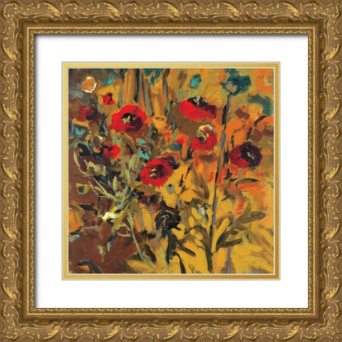 Wild Poppies Gold Ornate Wood Framed Art Print with Double Matting by Harwood, Jennifer
