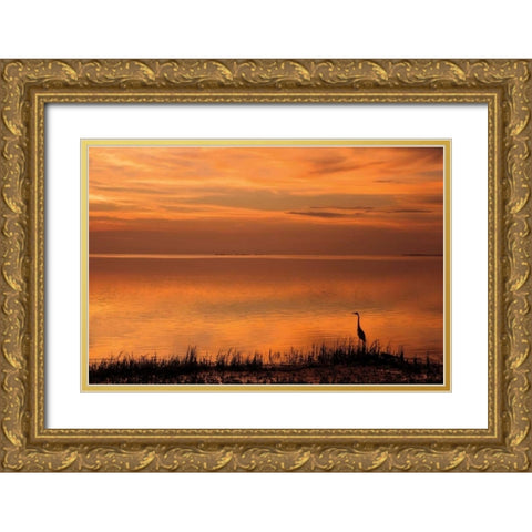 Crystal Beach Sunset Gold Ornate Wood Framed Art Print with Double Matting by Jones, Mike