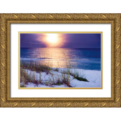 Pensacola Moonrise Gold Ornate Wood Framed Art Print with Double Matting by Jones, Mike