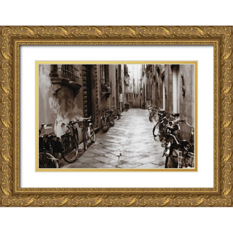 Lucca Bikes Gold Ornate Wood Framed Art Print with Double Matting by Pahl, Janel