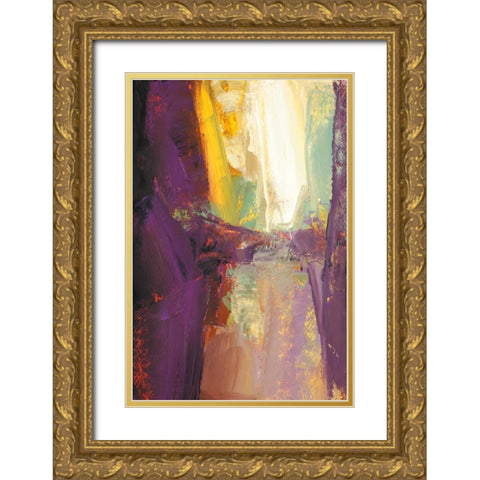 Violet Falls Gold Ornate Wood Framed Art Print with Double Matting by Shire, Martin