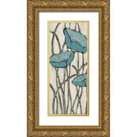 Bleu I Gold Ornate Wood Framed Art Print with Double Matting by MAJA