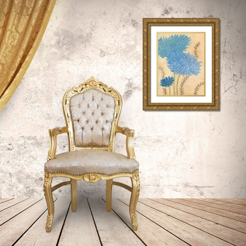 Blue Blooms II Gold Ornate Wood Framed Art Print with Double Matting by MAJA