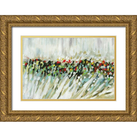 Poppy Swirls Gold Ornate Wood Framed Art Print with Double Matting by Parker, Karen Lorena