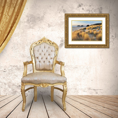 Dune Grass and Beach Gold Ornate Wood Framed Art Print with Double Matting by Frates, Dennis