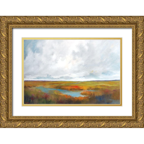 Sunset Over The Marsh Gold Ornate Wood Framed Art Print with Double Matting by Jackson, Victoria