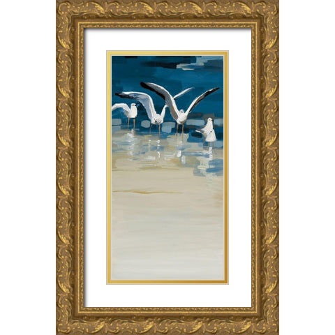 Beach Day Gold Ornate Wood Framed Art Print with Double Matting by Fitsimmons, A.