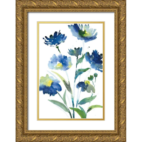 Blue Bliss I Gold Ornate Wood Framed Art Print with Double Matting by Meyers, Rebecca