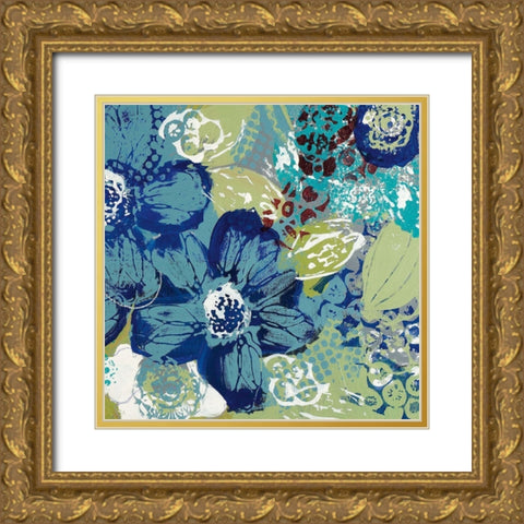 Garden Blues II Gold Ornate Wood Framed Art Print with Double Matting by Bernsen, Leslie