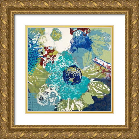 Garden Blues IV Gold Ornate Wood Framed Art Print with Double Matting by Bernsen, Leslie