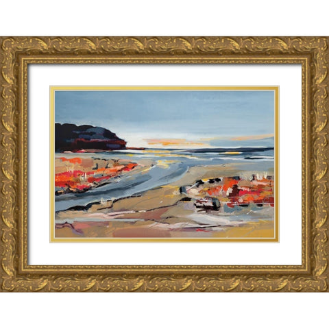 The Beach Gold Ornate Wood Framed Art Print with Double Matting by Fitzsimmons, A.