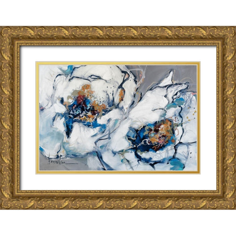 Softly Blooming Gold Ornate Wood Framed Art Print with Double Matting by Fitzsimmons, A.