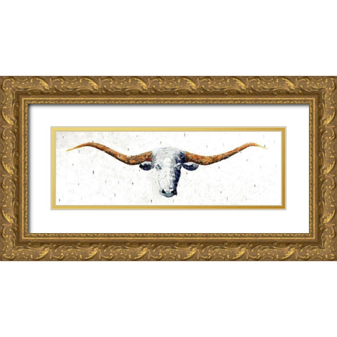 Longhorn Gold Ornate Wood Framed Art Print with Double Matting by Pelkey, Marvin