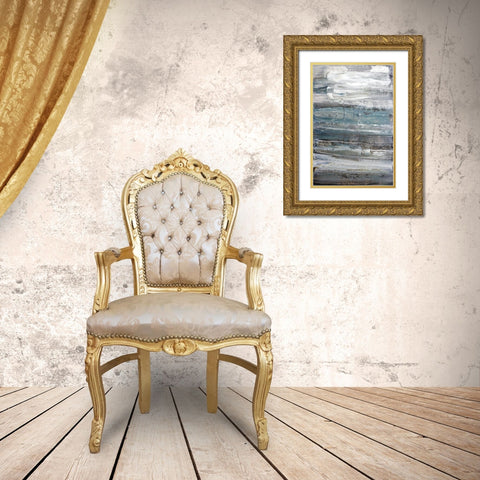 Touch Of Teal Gold Ornate Wood Framed Art Print with Double Matting by Snow, Aerial