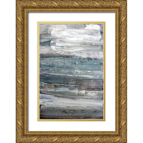 Touch Of Teal Gold Ornate Wood Framed Art Print with Double Matting by Snow, Aerial