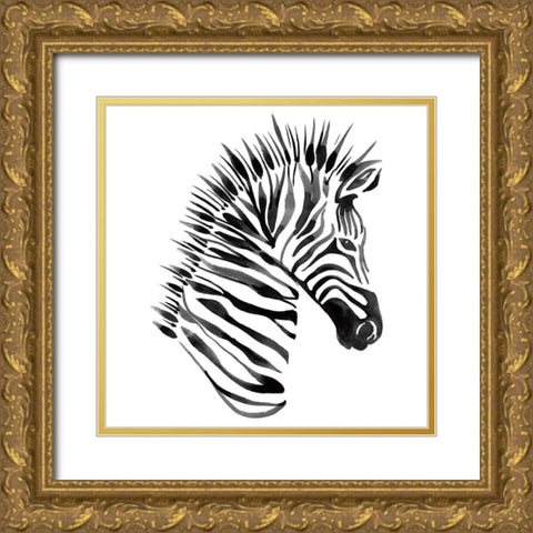 Zebra Gold Ornate Wood Framed Art Print with Double Matting by Billinghurst, Marina