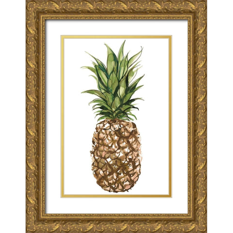Pineapple Gold Ornate Wood Framed Art Print with Double Matting by Billinghurst, Marina