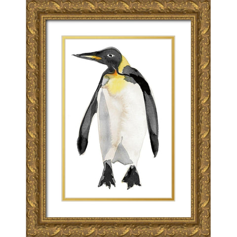 Penguin III Gold Ornate Wood Framed Art Print with Double Matting by Billinghurst, Marina