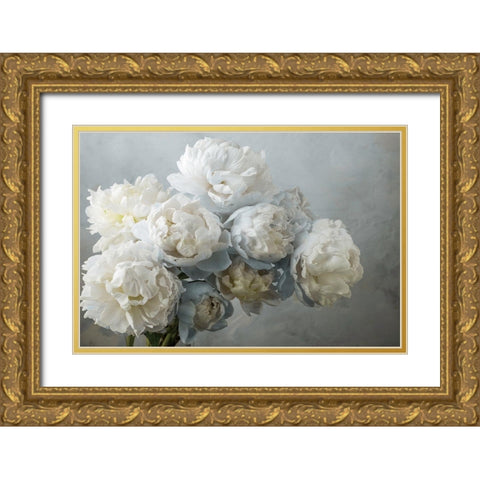 A Gift of Peonies Gold Ornate Wood Framed Art Print with Double Matting by Frank, Assaf