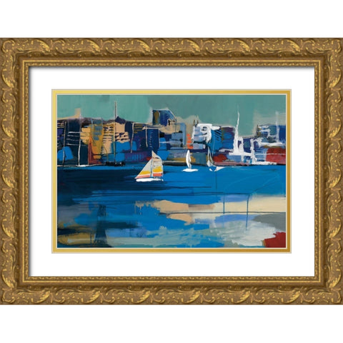 Sunday Sail Gold Ornate Wood Framed Art Print with Double Matting by Fitzsimmons, A.