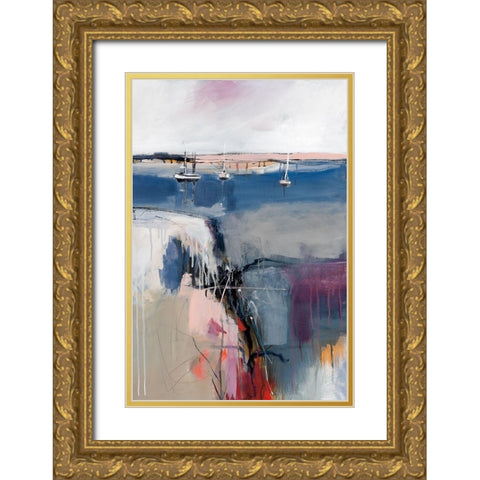 Sheltered Waters Gold Ornate Wood Framed Art Print with Double Matting by Fitzsimmons, A.