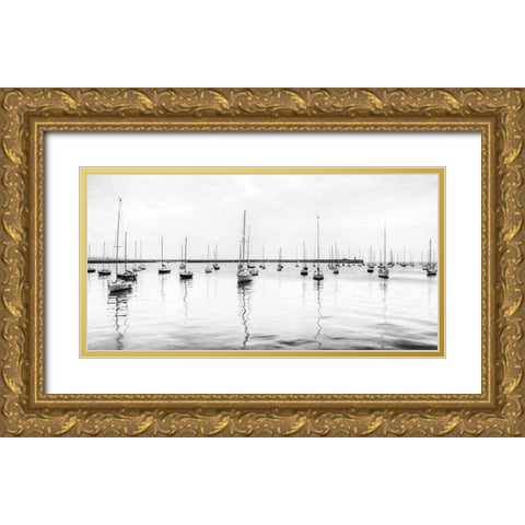 Anchored Sails Gold Ornate Wood Framed Art Print with Double Matting by Frank, Assaf