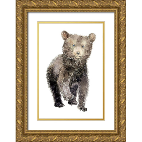 Baby Bear Gold Ornate Wood Framed Art Print with Double Matting by Markelova, Elena