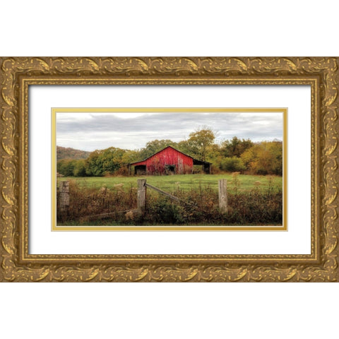 Down On The Farm Gold Ornate Wood Framed Art Print with Double Matting by Burt, D.