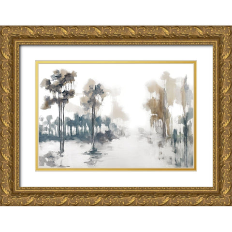 Back Roads And Flooded Fields Gold Ornate Wood Framed Art Print with Double Matting by Ellens, Jacqueline