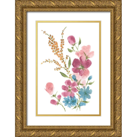 Boho Flower Bouquet I Gold Ornate Wood Framed Art Print with Double Matting by St. Amant, Yvette