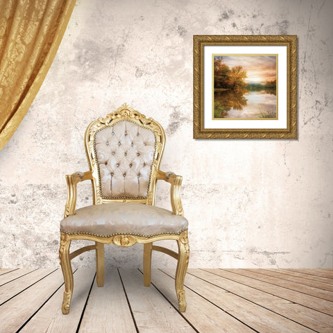 Fallen Leaves Gold Ornate Wood Framed Art Print with Double Matting by Celebrate Life Gallery