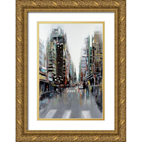 Bustling City Gold Ornate Wood Framed Art Print with Double Matting by Kadmiri, Aziz