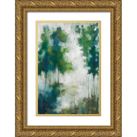 Lakehouse Trees Gold Ornate Wood Framed Art Print with Double Matting by Ellens, Jacqueline