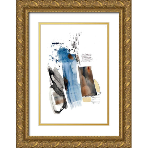 Blue Buzz III Gold Ornate Wood Framed Art Print with Double Matting by Barnes, Natasha
