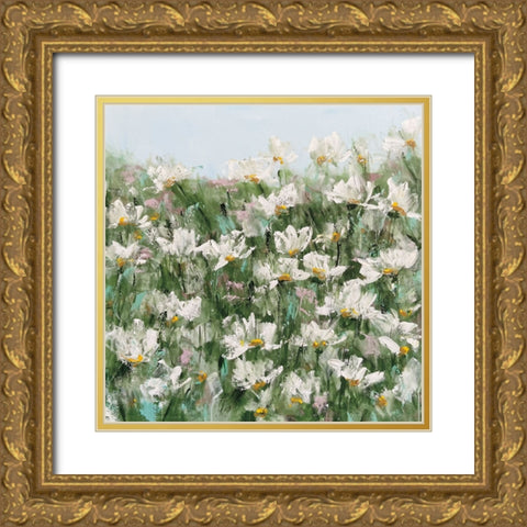 Daisy Field Gold Ornate Wood Framed Art Print with Double Matting by Bell, Emma